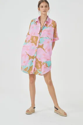 Alba Linen Shirt Dress - Aquarela