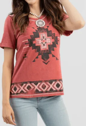 American Bling Mineral Wash Aztec Print Tee