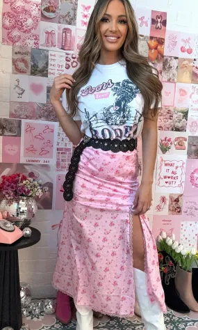 Armani Floral Side Slit Midi Skirt