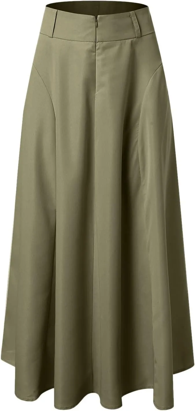 Athletic Skirts Women Summer Lightweight High Elastic Waist Solid Loose A-Line Long Skirts for Going Out Outfits