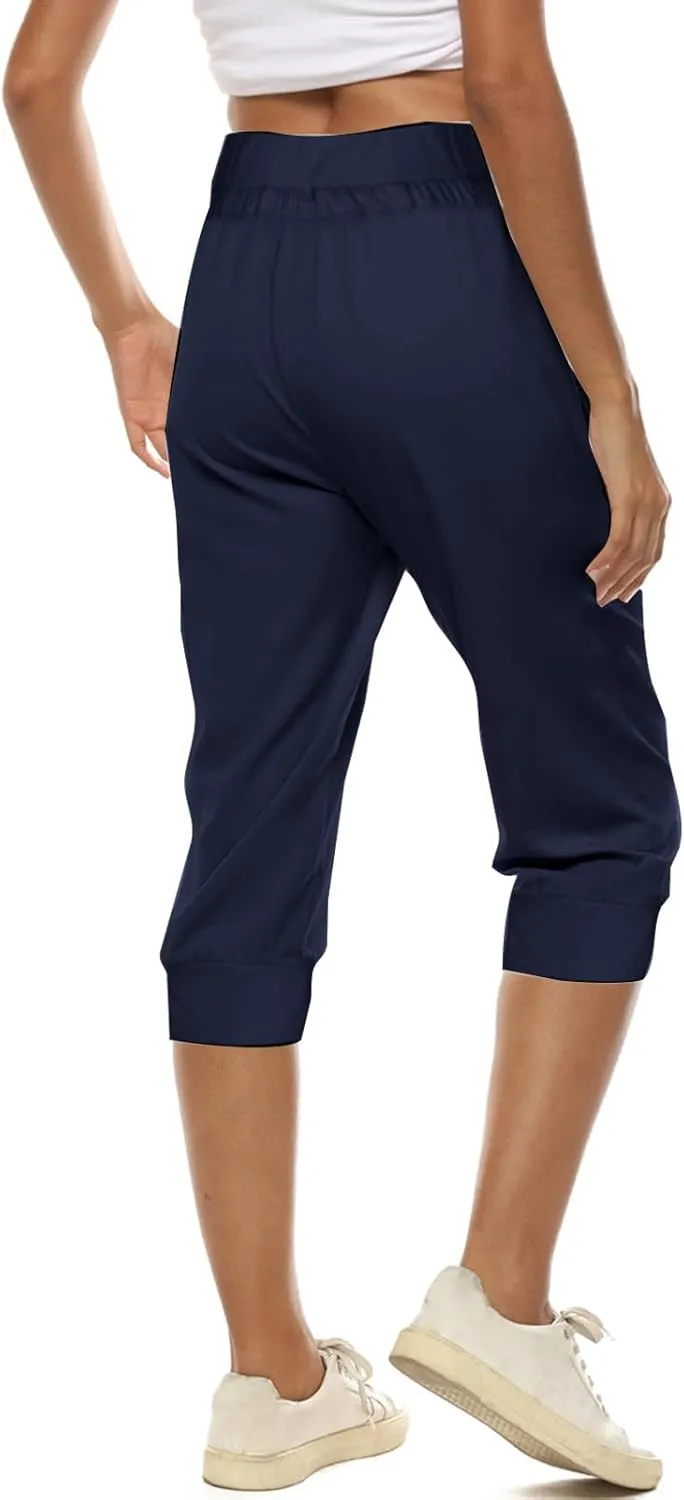 Athletic Works Capris for Women Plus Size Cropped Joggers Drawstring Yoga Pants Pockets Soft Sweatpants