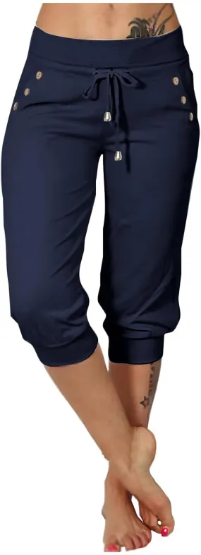 Athletic Works Capris for Women Plus Size Cropped Joggers Drawstring Yoga Pants Pockets Soft Sweatpants