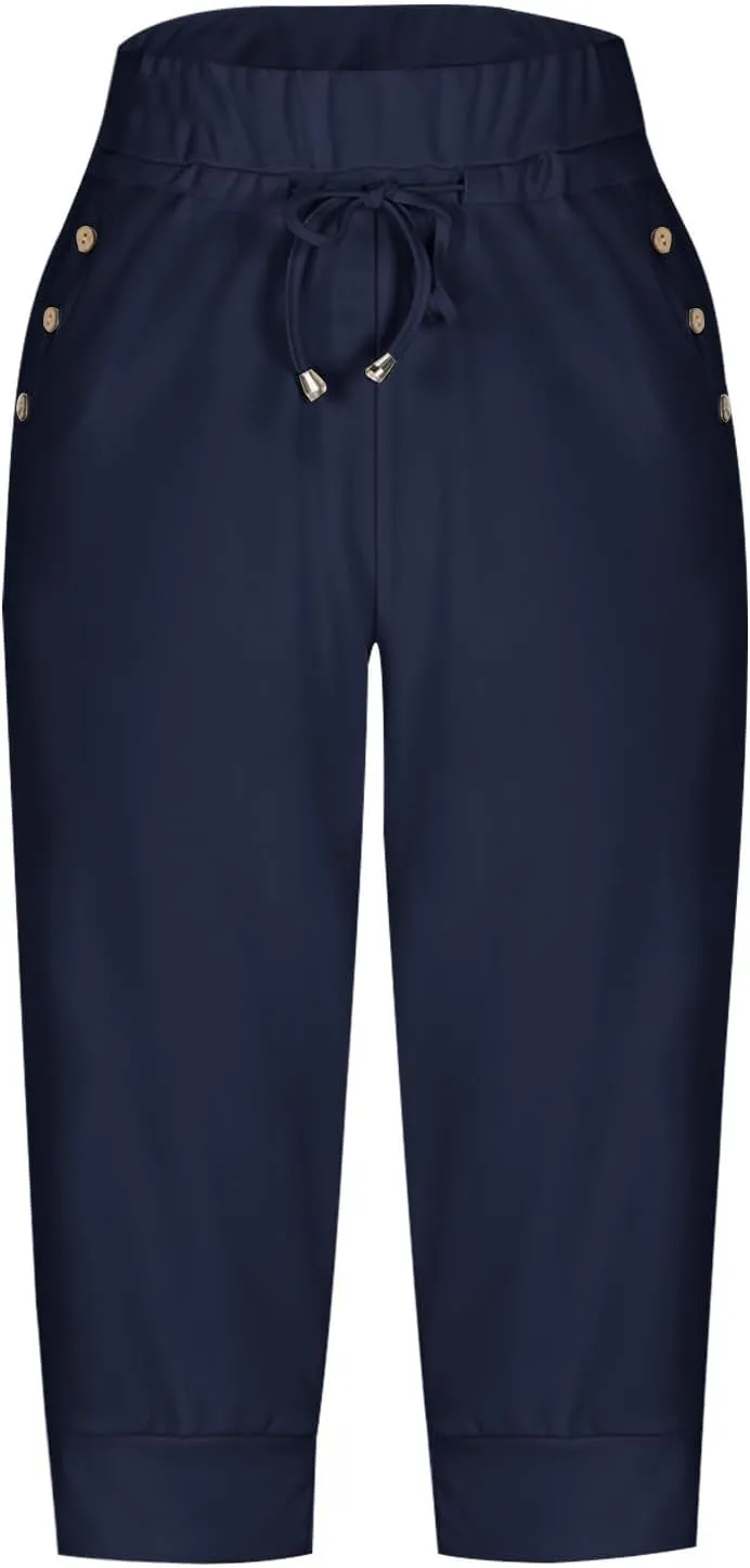 Athletic Works Capris for Women Plus Size Cropped Joggers Drawstring Yoga Pants Pockets Soft Sweatpants