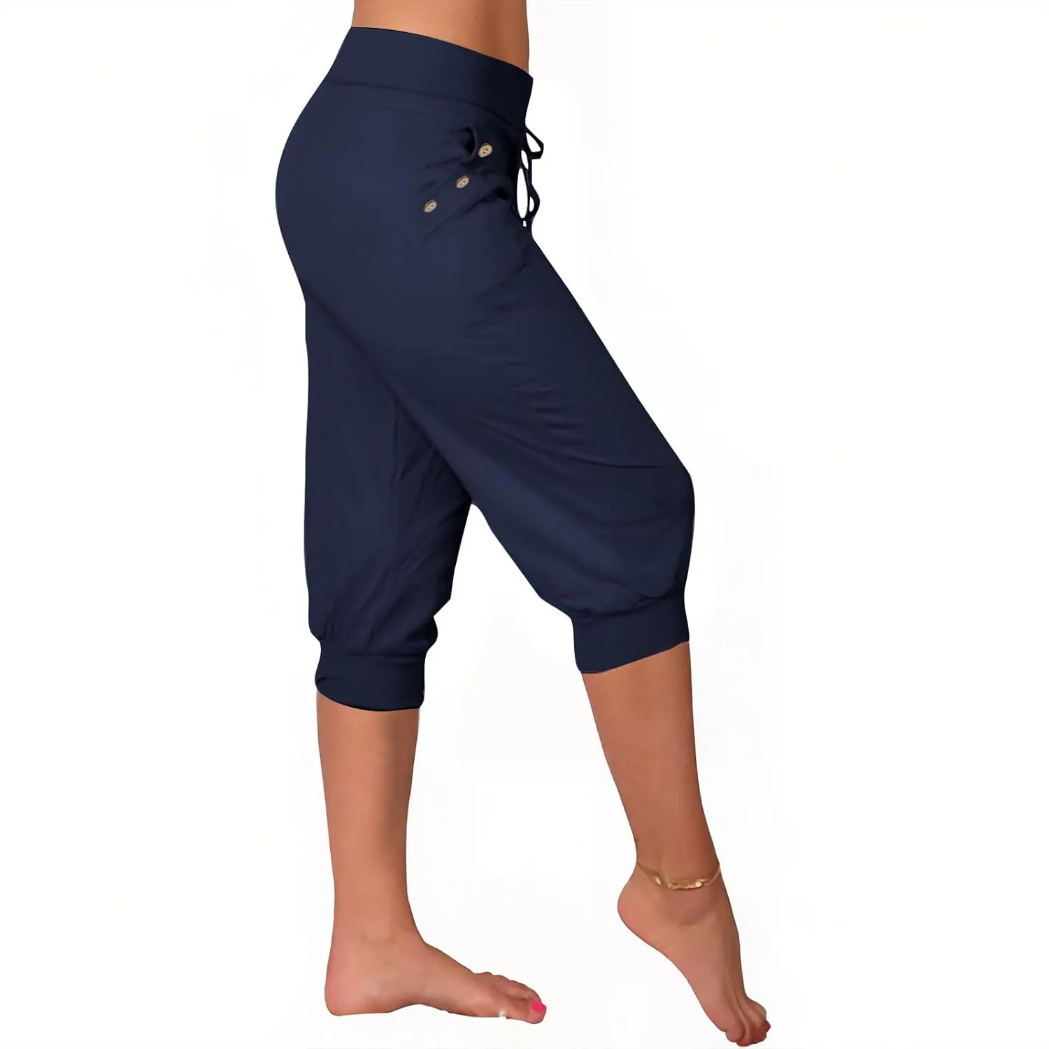 Athletic Works Capris for Women Plus Size Cropped Joggers Drawstring Yoga Pants Pockets Soft Sweatpants