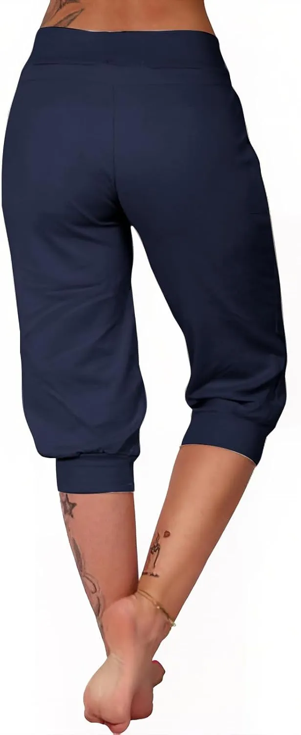 Athletic Works Capris for Women Plus Size Cropped Joggers Drawstring Yoga Pants Pockets Soft Sweatpants