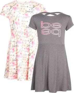 bebe Girls' Dress - 2 Pack Super Soft Casual Dress (7-16)
