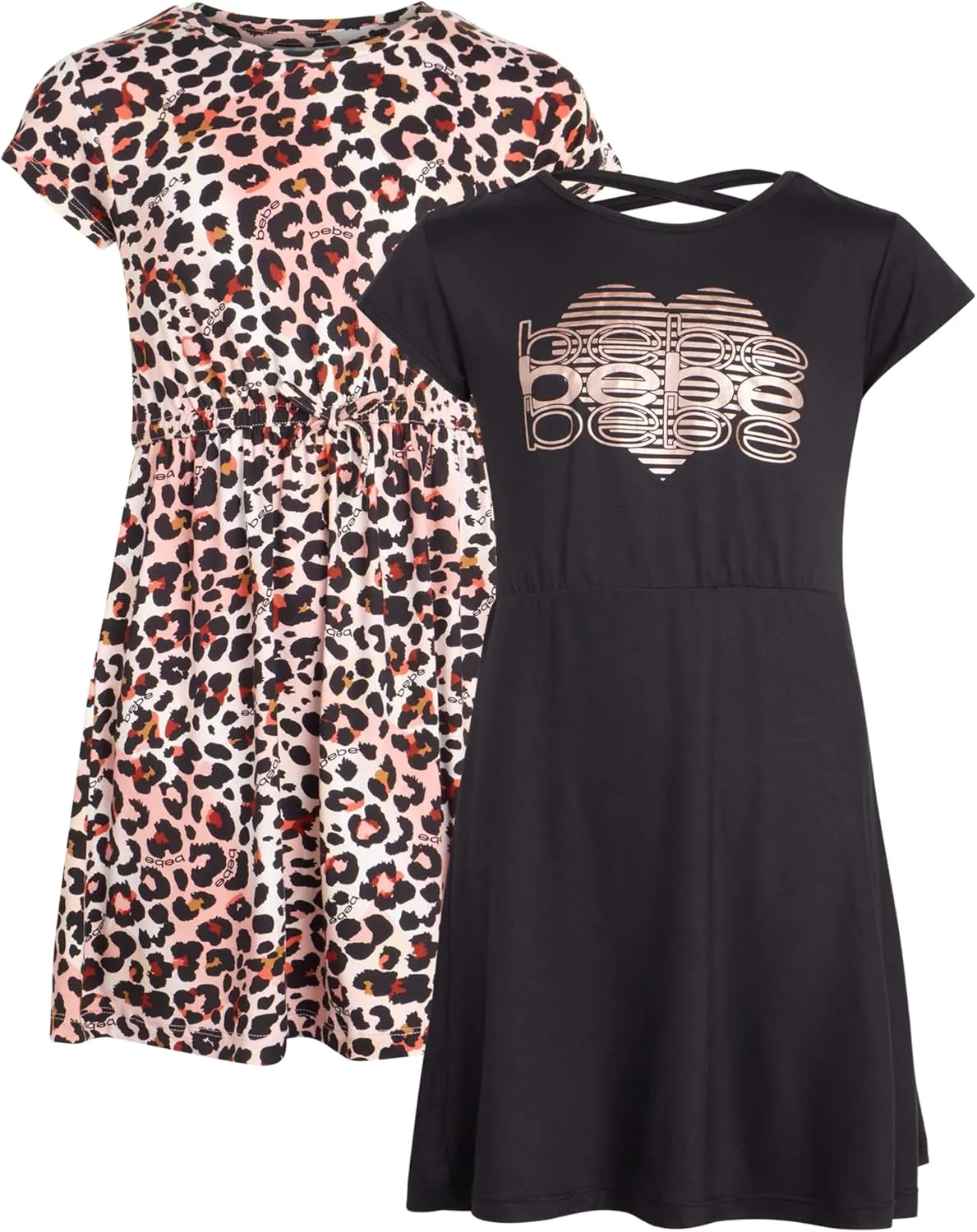 bebe Girls' Dress - 2 Pack Super Soft Casual Dress (7-16)