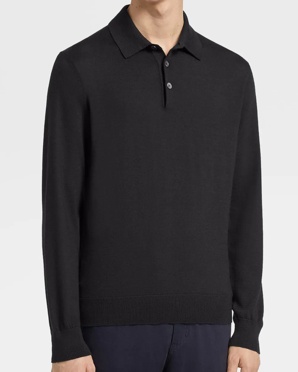 Black Casheta Light Long Sleeve Polo