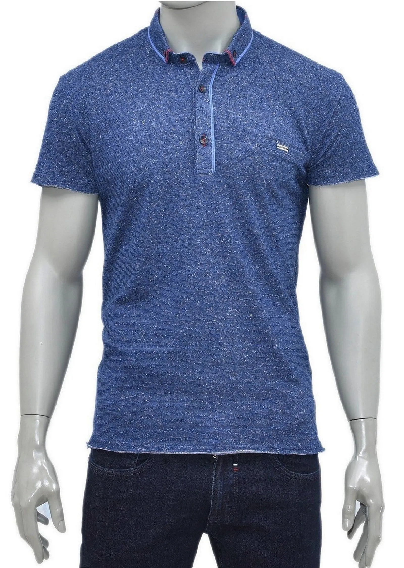 Blue Knit Casual Polo