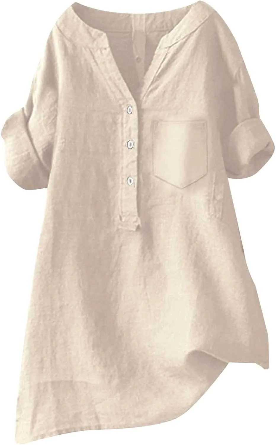 Boho Linen Shirts for Women 2025 Gauze Short Sleeve V Neck Button Loose Fit Blouses Vacation Dress Casual Tunic Tops