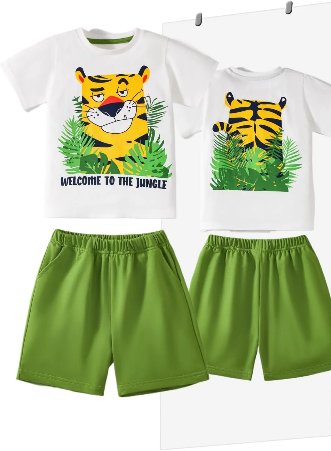 Boys T-Shirt & Shorts Set 2-Piece Outfit Cotton Summer Clothes for Toddler Boys, Soft Breathable Matching Set