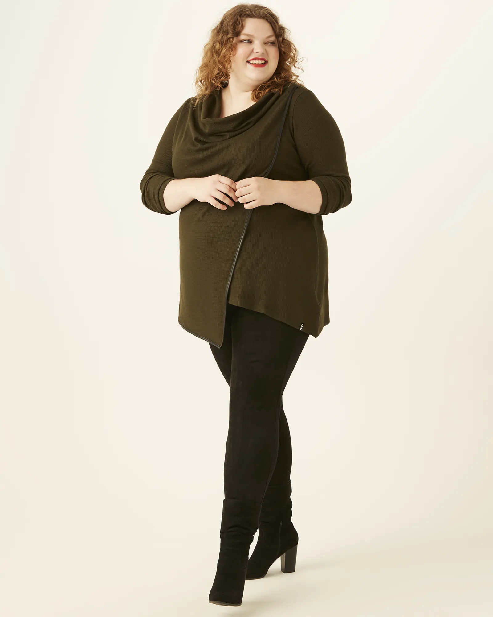 Brenda Asymmetric Drape Tunic | Olive Green