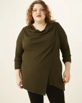 Brenda Asymmetric Drape Tunic | Olive Green