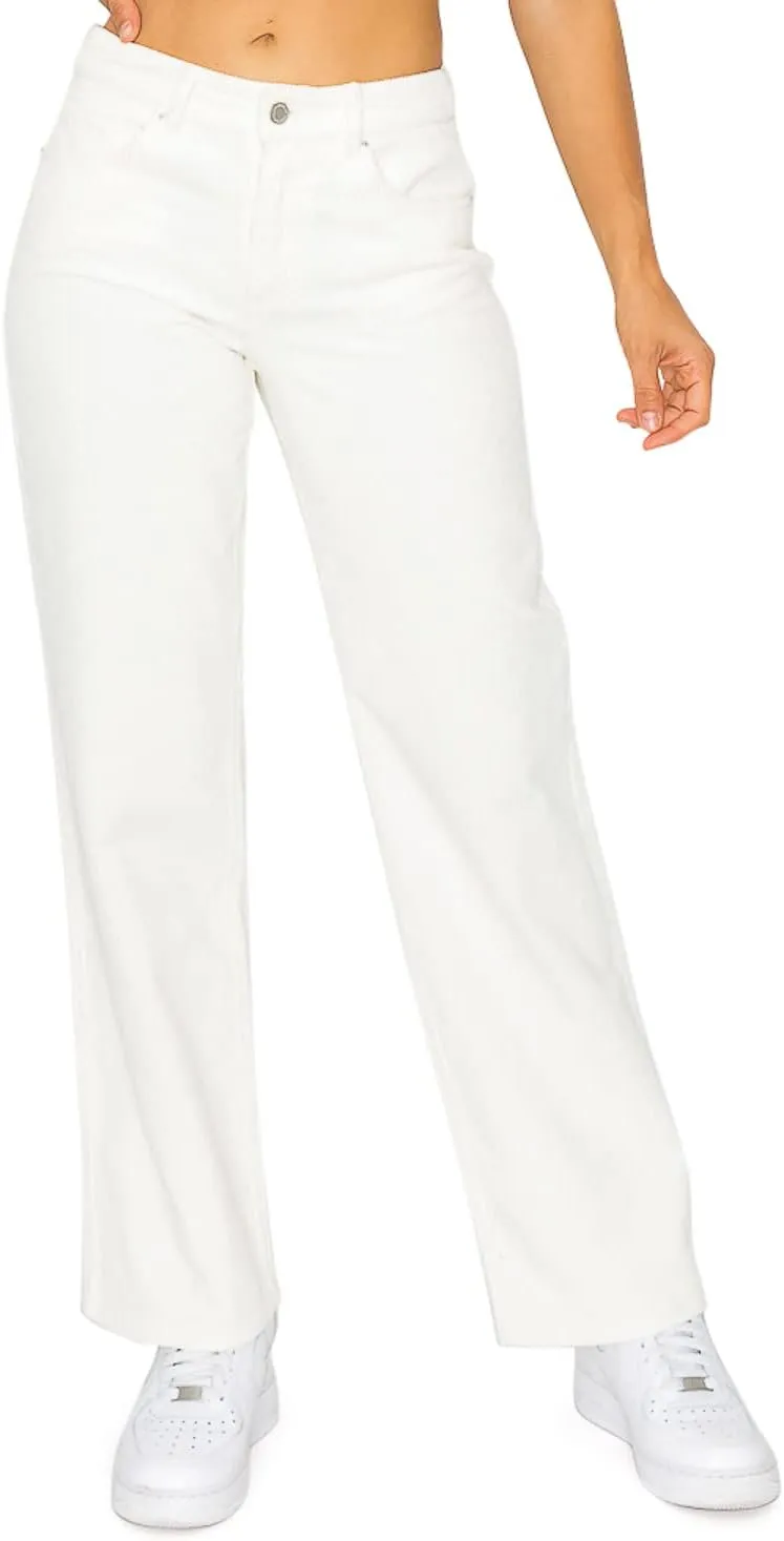 Cali1850 Women’s Casual Corduroy Pants – Elastic Waistband Soft Trousers with Pockets