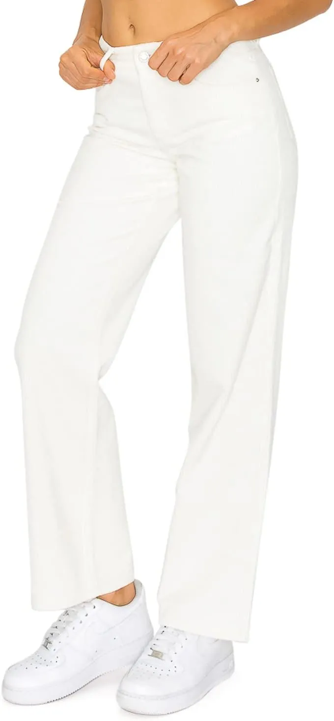 Cali1850 Women’s Casual Corduroy Pants – Elastic Waistband Soft Trousers with Pockets