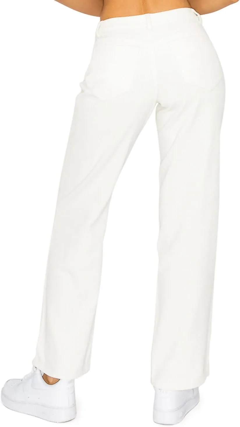 Cali1850 Women’s Casual Corduroy Pants – Elastic Waistband Soft Trousers with Pockets