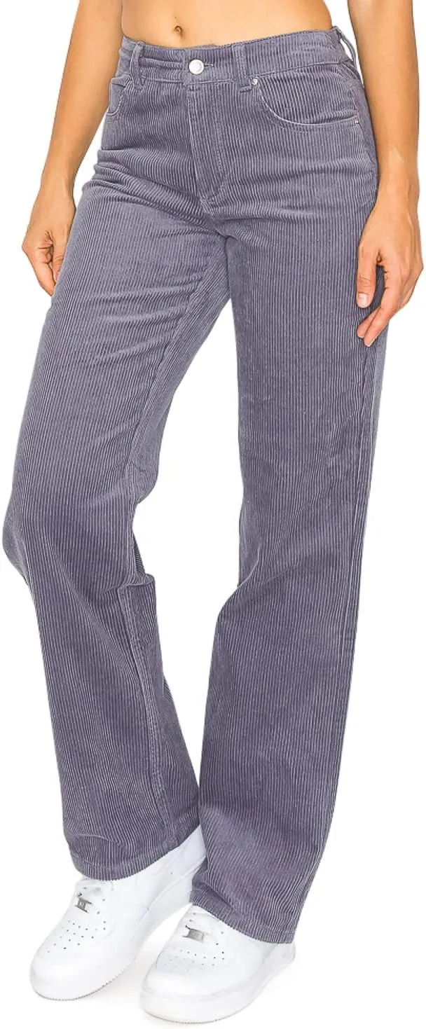 Cali1850 Women’s Casual Corduroy Pants – Elastic Waistband Soft Trousers with Pockets