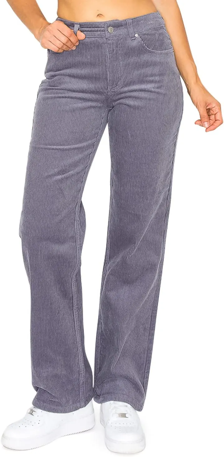Cali1850 Women’s Casual Corduroy Pants – Elastic Waistband Soft Trousers with Pockets