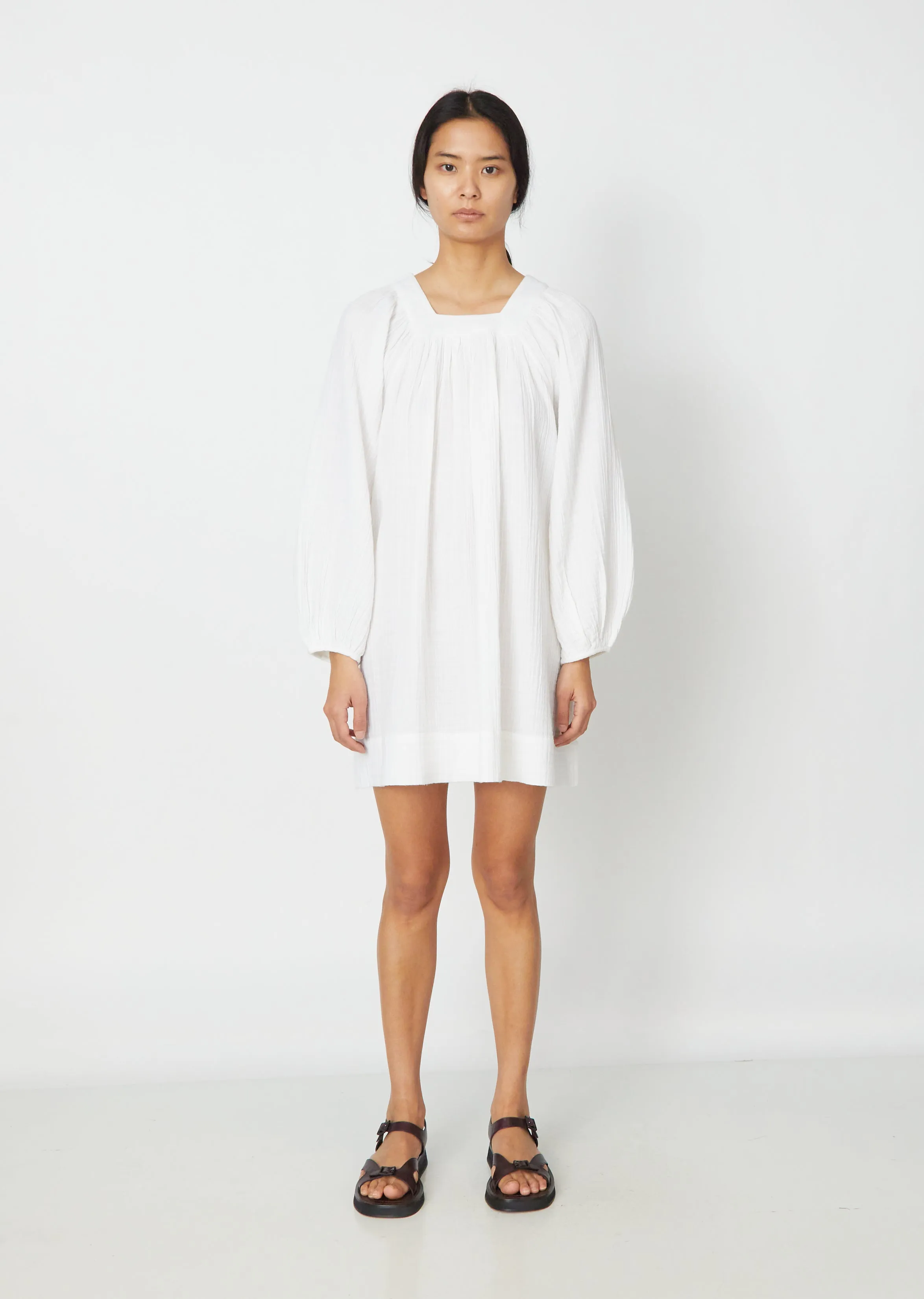 Carrie Mae Poet Mini Dress — Soft White