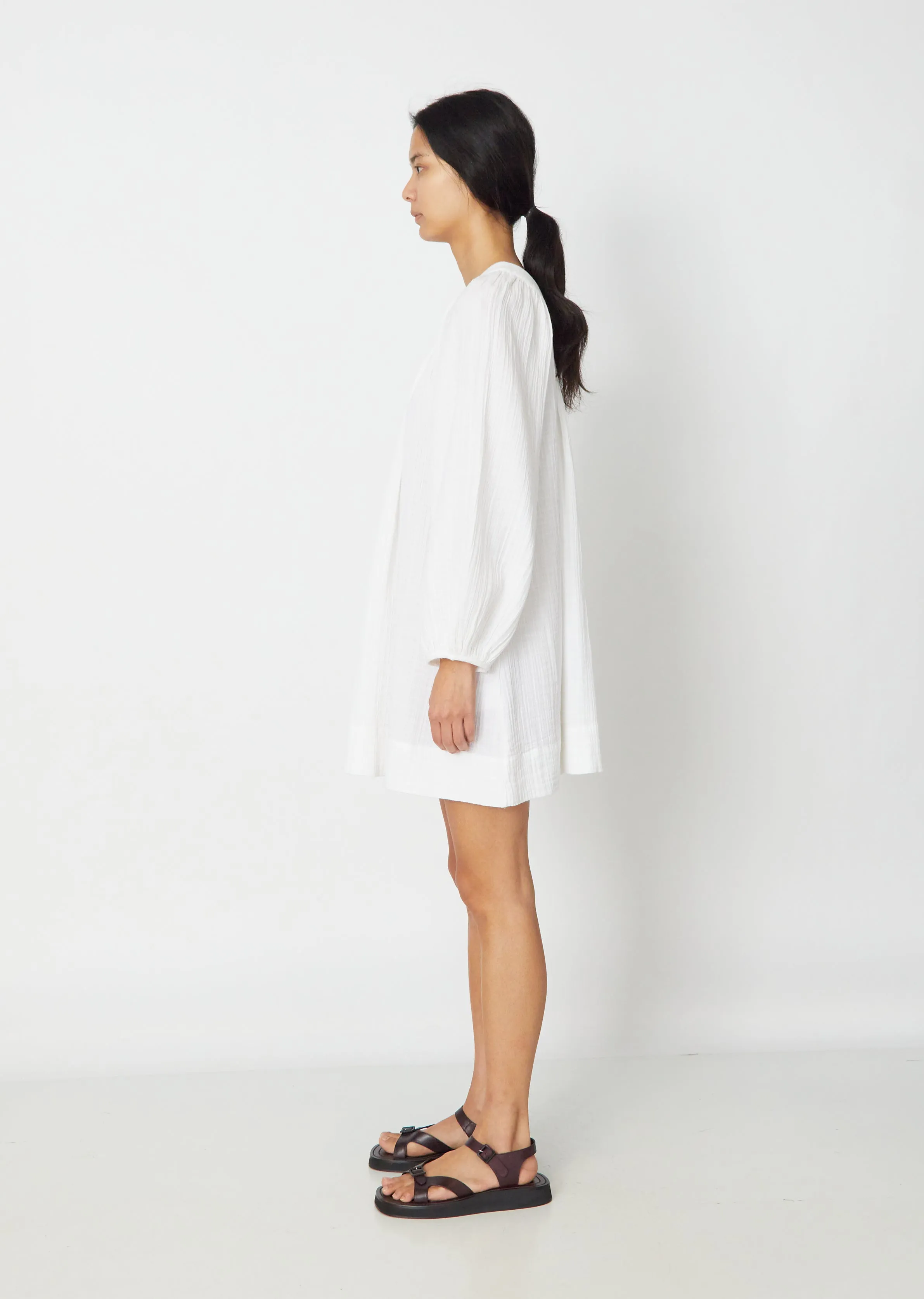 Carrie Mae Poet Mini Dress — Soft White