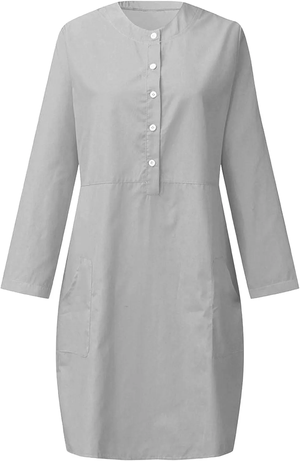 Ceboyel Women 2023 Button Linen Dresses Cotton Summer Midi Dresses Short Sleeve Casual Shirt Dress Ladies Teacher Clothing