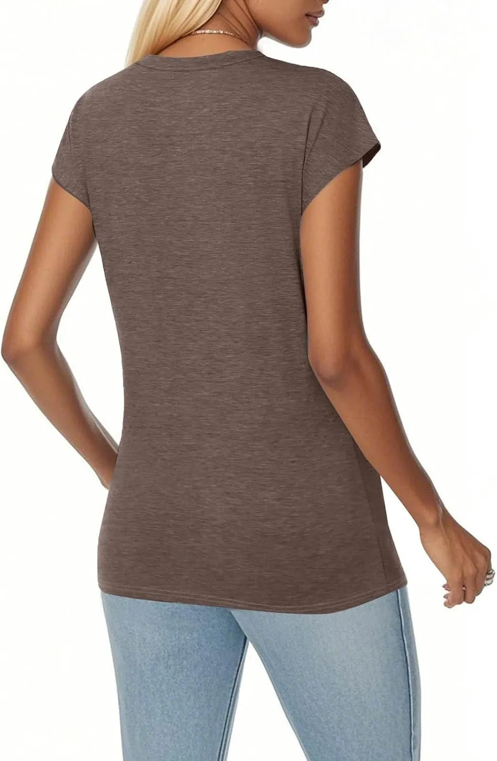 Cotton Shirts for Women Vneck Short Sleeve Tunic Tops Casual Summer Loose Fit Breathable Outdoor Street Tshirts 2025