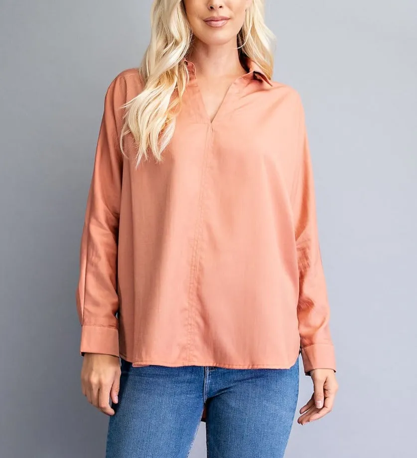 Desert Blush High-Low Long Sleeve Tunic