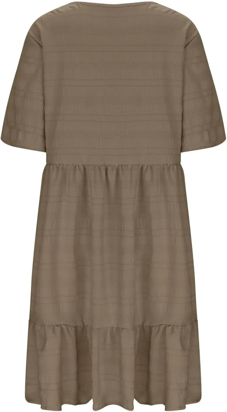 Dresses for Women 2025 Trendy Summer Beach Plus Size Midi Dresses for Curvy Women Short Sleeve Vacation Dress
