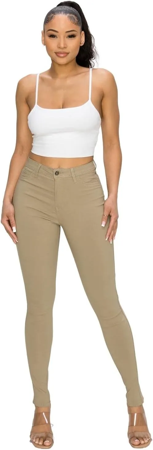 FASHION-LAND High Waisted-Rise Colored Jeans Ripped Destroyed Distressed Stretchy