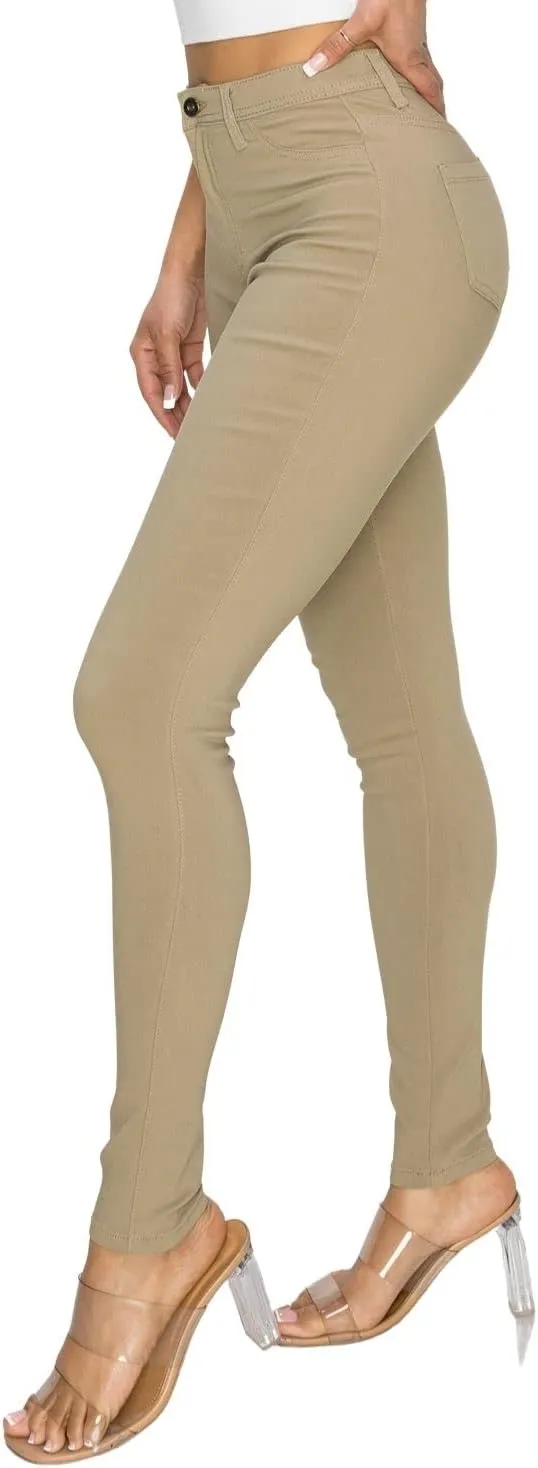 FASHION-LAND High Waisted-Rise Colored Jeans Ripped Destroyed Distressed Stretchy