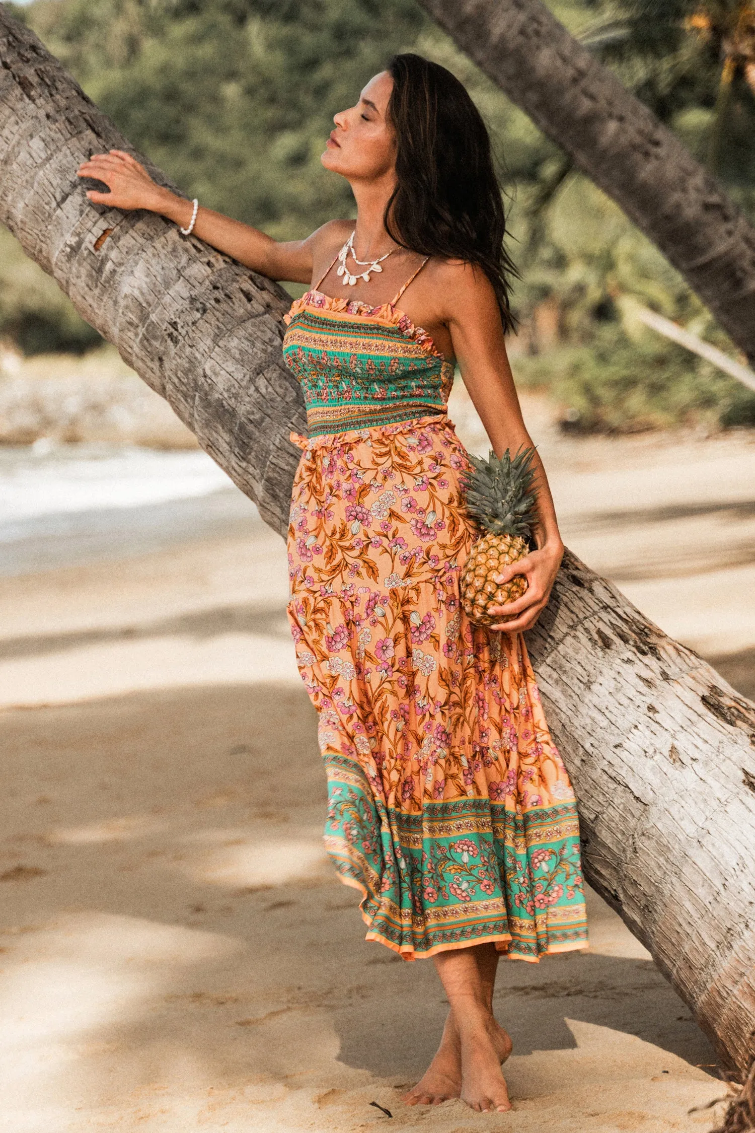Floral Paisley Smocked Maxi Dress