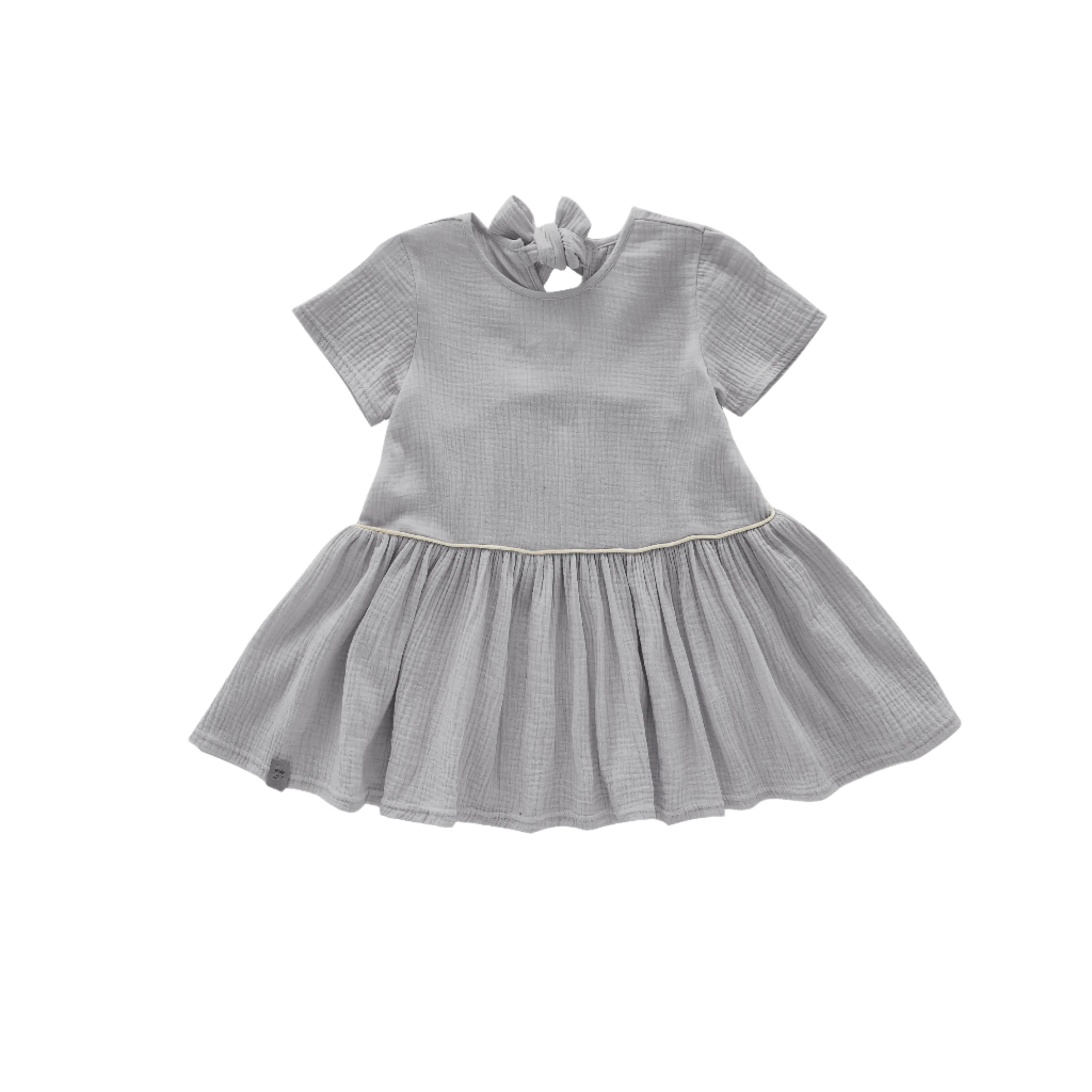 Girls Hi-Low Drop Waist Dress | Light Grey