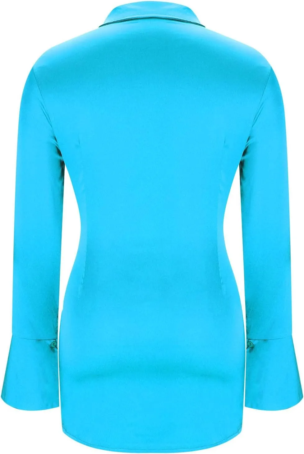 HGps8w Chic Tie Front Satin Silk Shirt Dress for Women Sexy 2025 Summer Long Sleeve Button Up Lapel Cocktail Party Dresses
