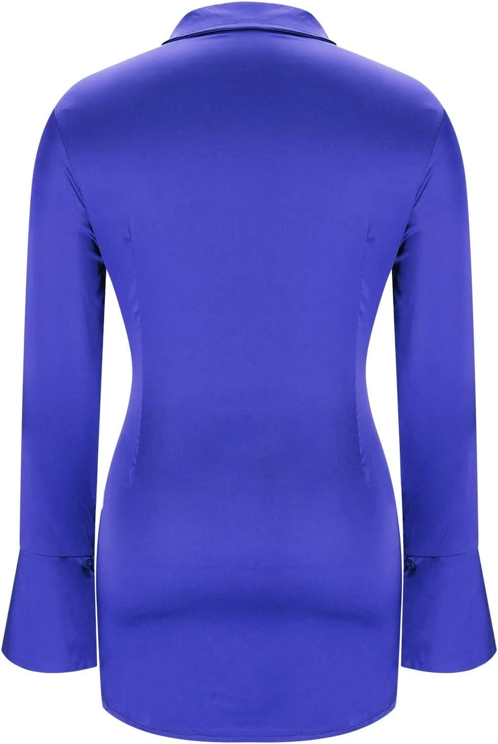 HGps8w Chic Tie Front Satin Silk Shirt Dress for Women Sexy 2025 Summer Long Sleeve Button Up Lapel Cocktail Party Dresses