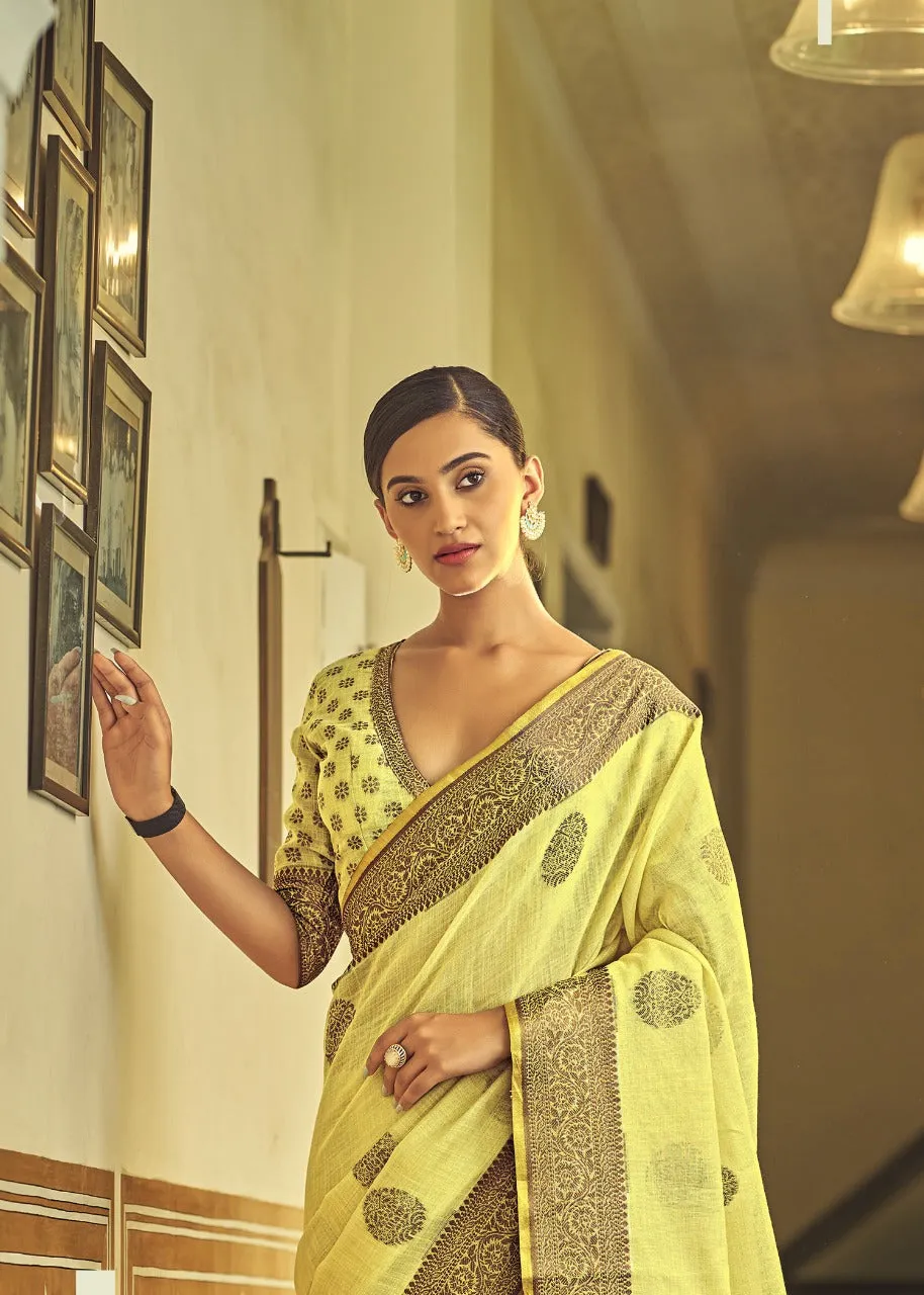JENNA SOFT LINEN FESTIVE WEAR SAREE