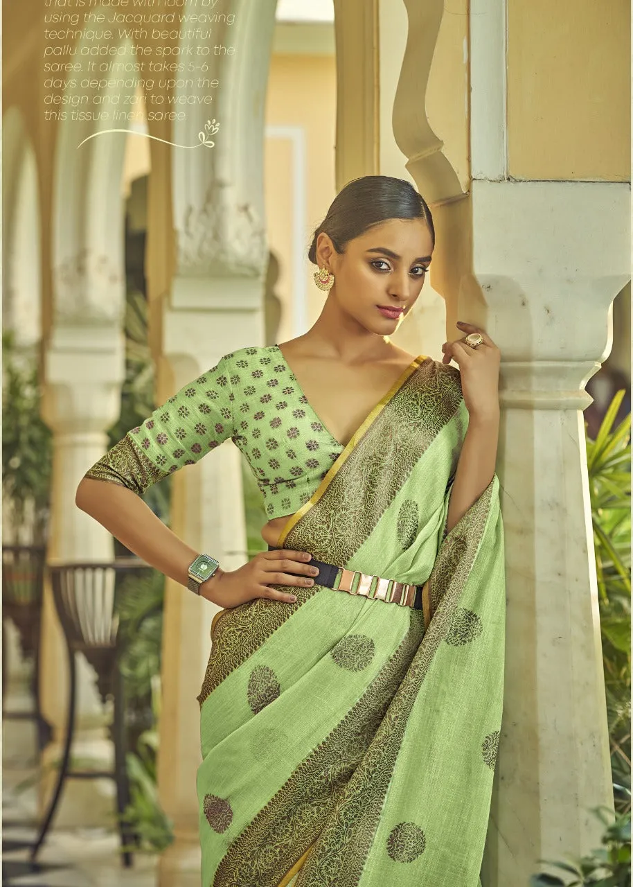 JENNA SOFT LINEN FESTIVE WEAR SAREE