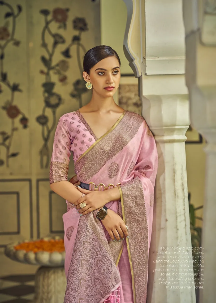 JENNA SOFT LINEN FESTIVE WEAR SAREE