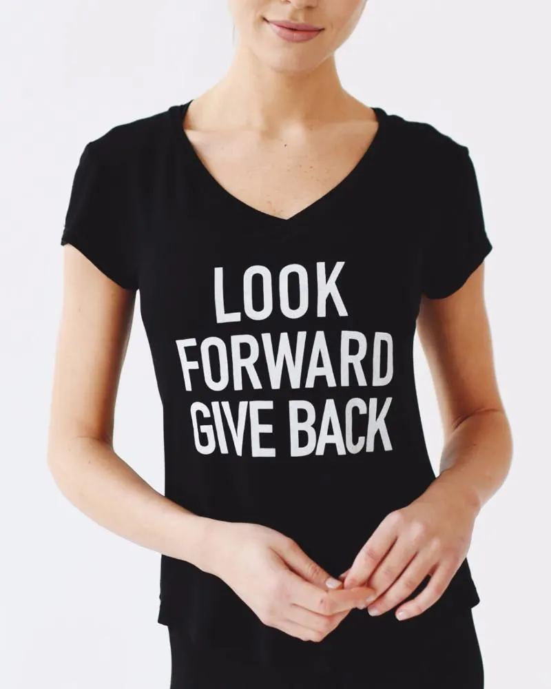 Joriki | Look Forward Give Back V-neck Tee | Black