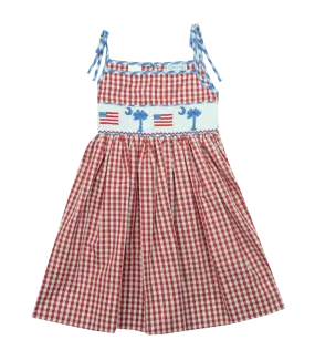 Kids on King  Palmetto With American Flag Smocked