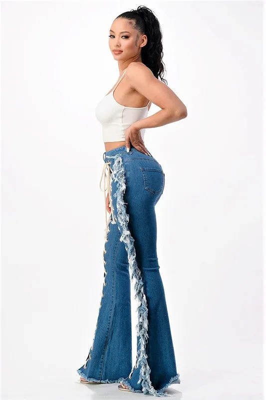 Lace Me Up Flare Jeans
