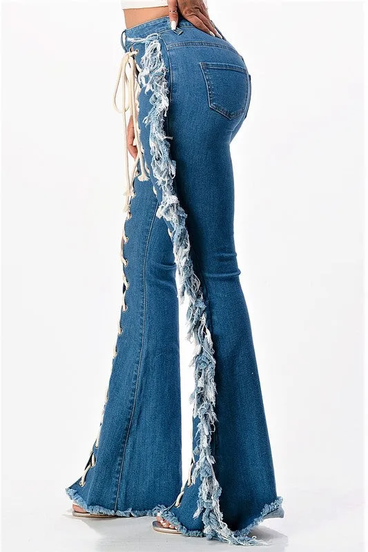 Lace Me Up Flare Jeans