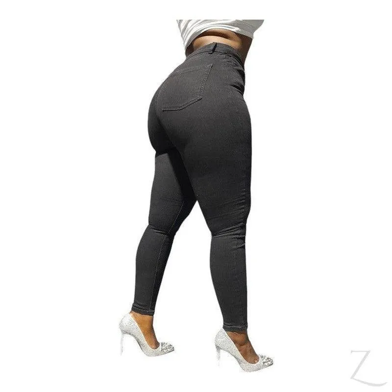 Ladies Extra High Waist Super Skinny Super Stretchy Strong Denim Jeans | Plus Sizes | "Mina"