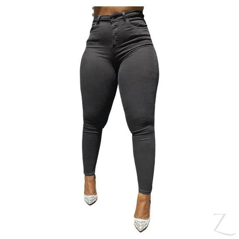 Ladies Extra High Waist Super Skinny Super Stretchy Strong Denim Jeans | Plus Sizes | "Mina"