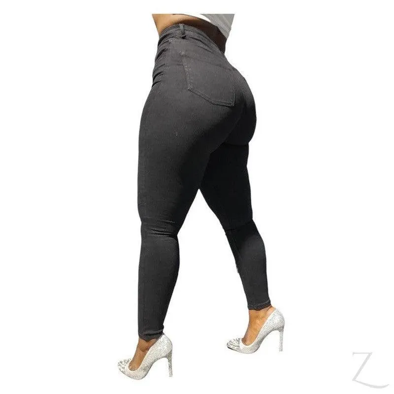 Ladies Extra High Waist Super Skinny Super Stretchy Strong Denim Jeans | Plus Sizes | "Mina"