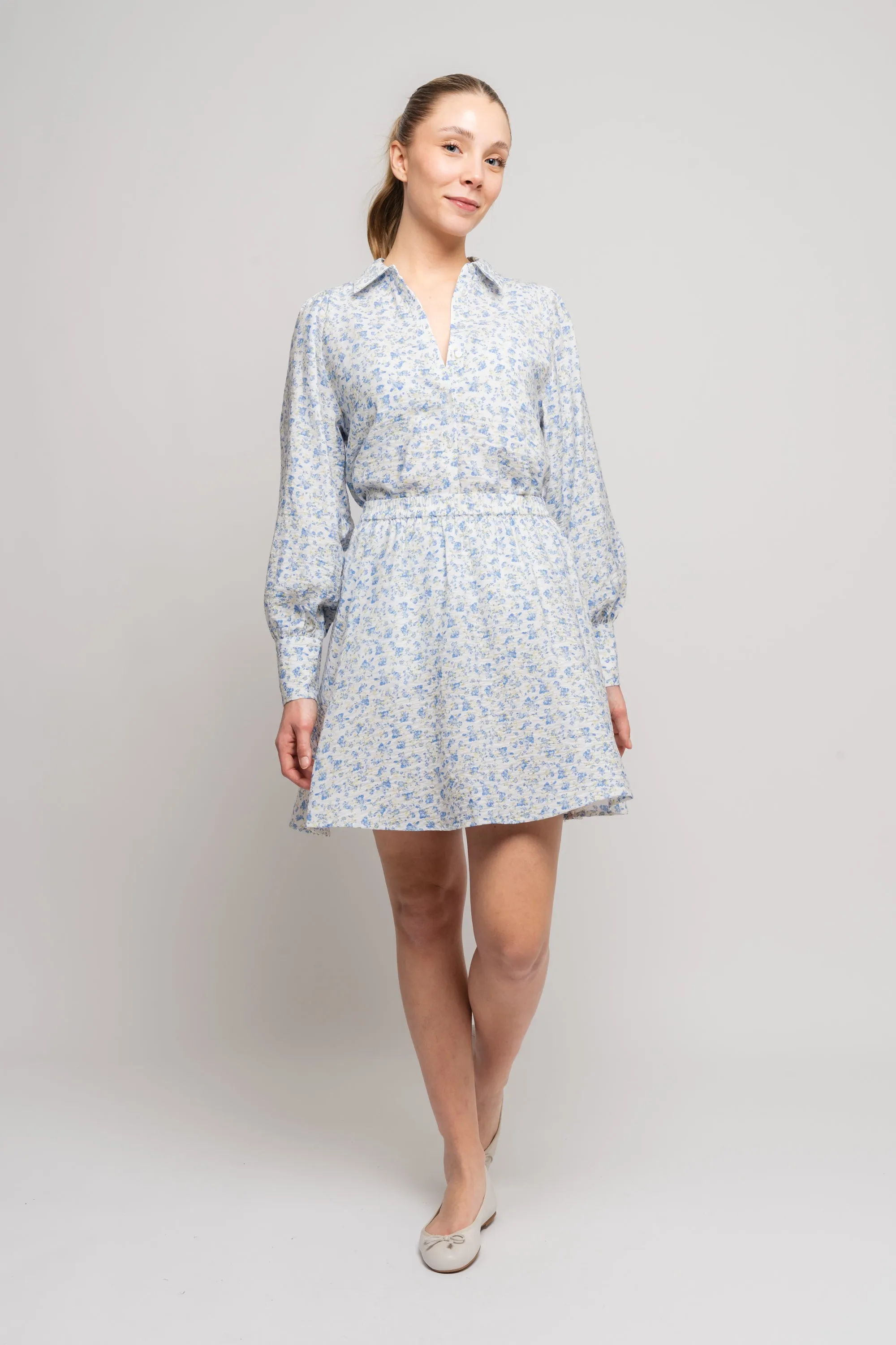 Laurelle Ladonna Skirt Aop - Chamb Blue Flw