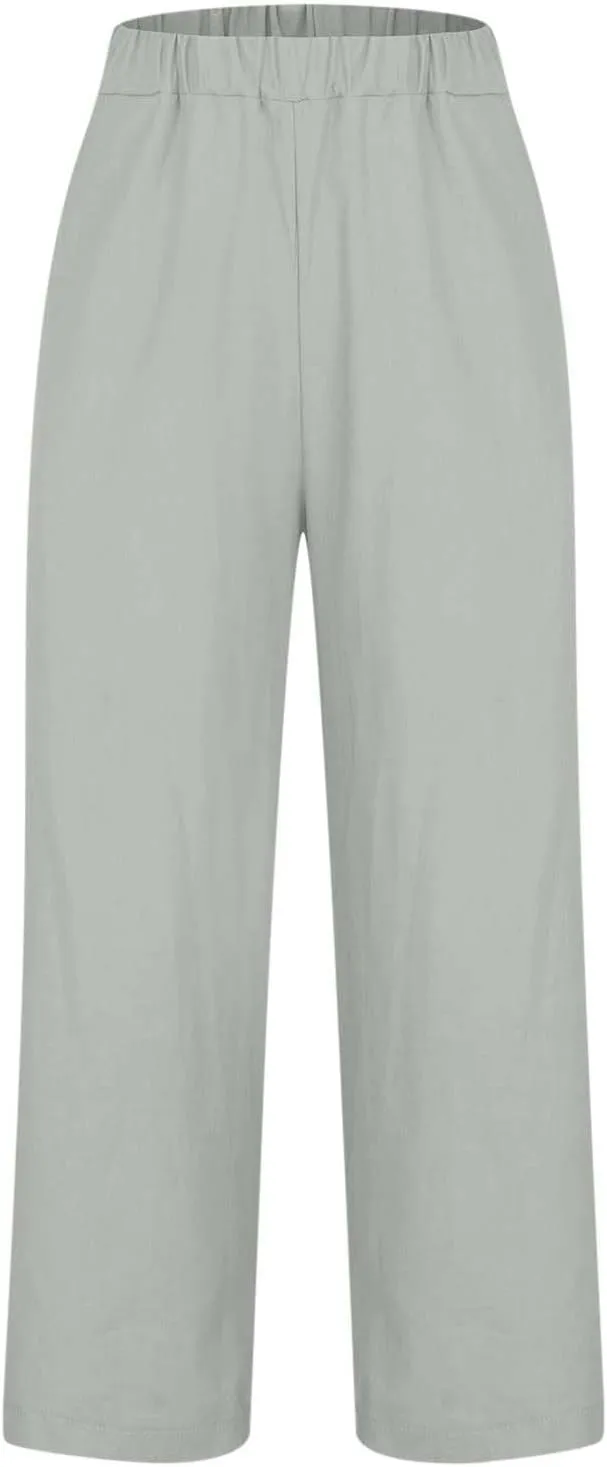 Linen Pants Women Petite,High Waisted Cotton Linen Summer Wide Leg Pants Comfy Soft Trousers 2025