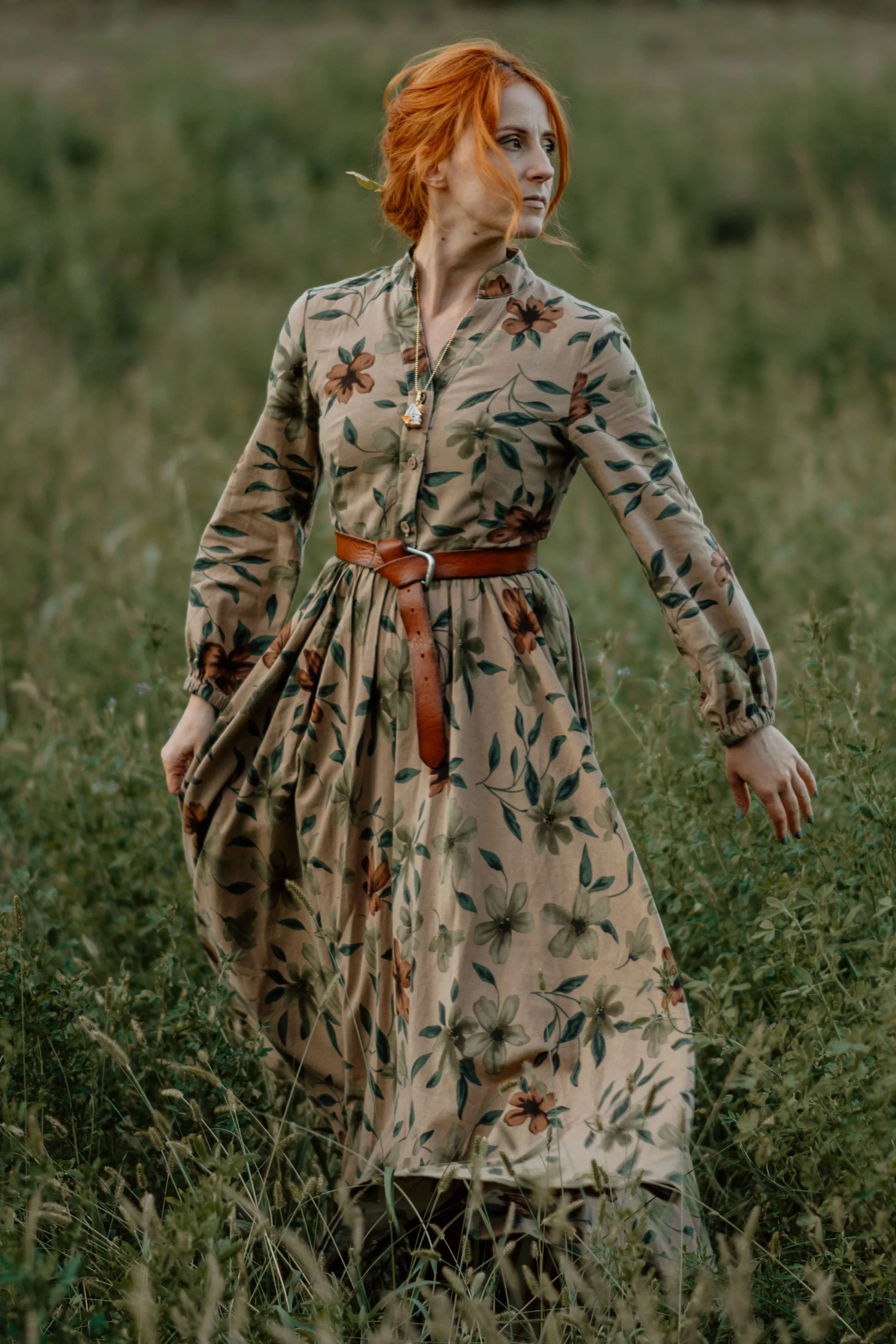 Long Floral Shirt Dress 3868