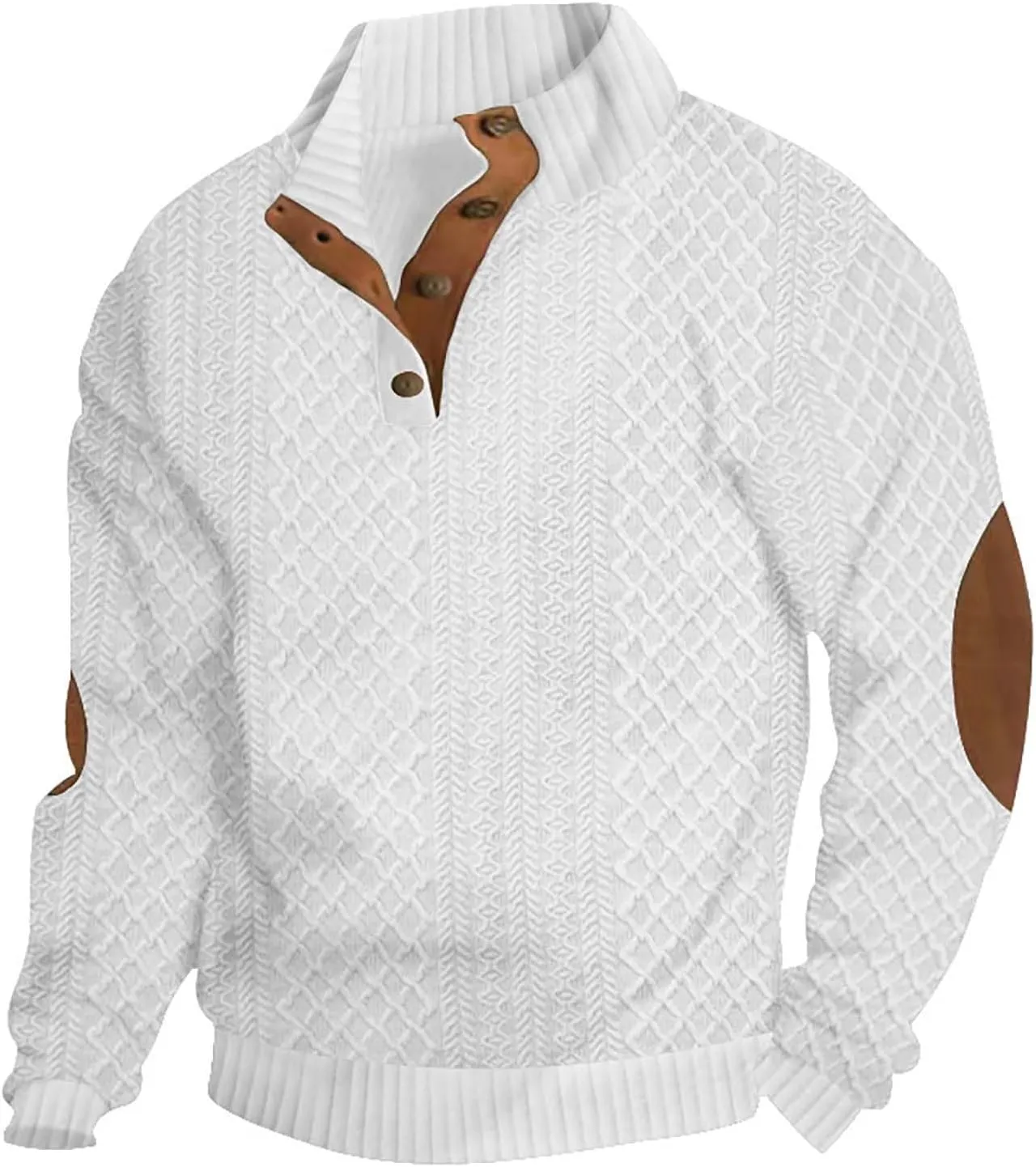 Long Sleeve Shrits for Men Stand Collar Corduroy Sweatshirt Casual Quater Button Pullover Fashion Print Sweatshirts