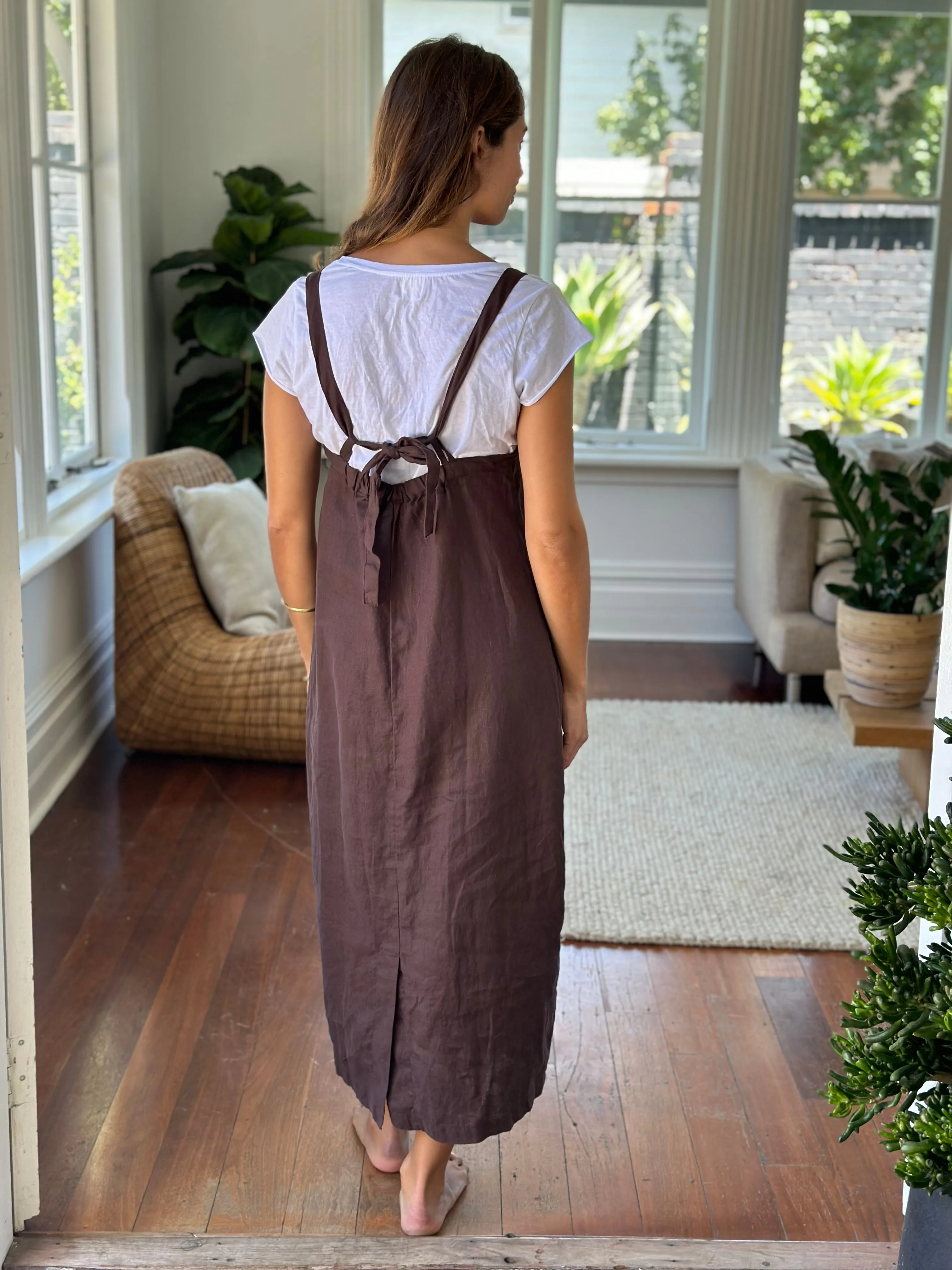 martha dress - chocolate linen