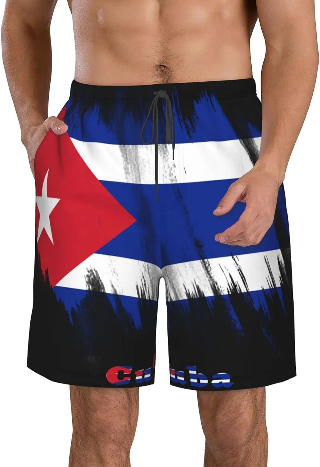 Men's Beach Shorts Drawstring Quick Dry Running Athletic Shorts Comfortable Loose Gym Shorts Swimsuit Pants with Pockets